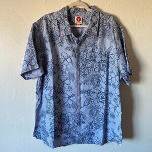 Toes on the Nose 100% Linen Blue Hawaiian Print Short Sleeve Shirt XXL